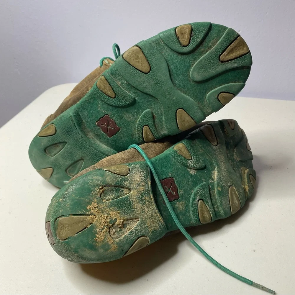 Kids Brown and Teal Moccasin Shoes Twisted X 6m ydm0017